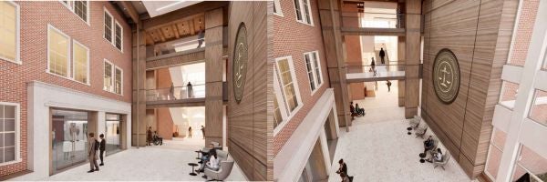 "Atrium interior and entrance"